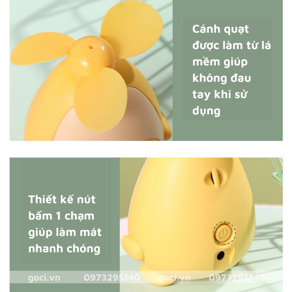 Quạt mini cầm tay để bàn sạc điện USB hình quả bơ cute dễ thương tiện lợi