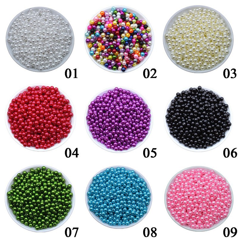 Set 100 hạt ngọc trai nhân tạo đường kính 6mm dùng trang trí trang sức