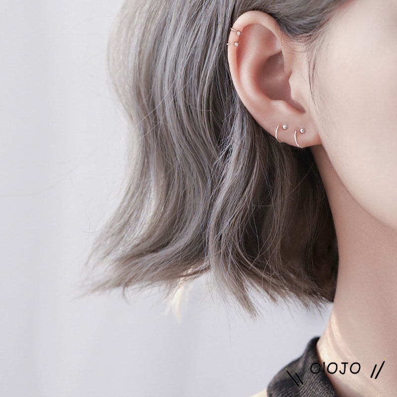 Bông tai xỏ lỗ màu bạc đính hạt nhỏ thời trang mới độc đáo cho nữ