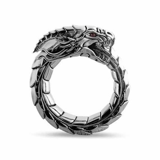  Nhẫn thép không gỉ mạ bạc 925 hình rồng khổ 7-14 thời trang cá tính sáng tạo cho nam