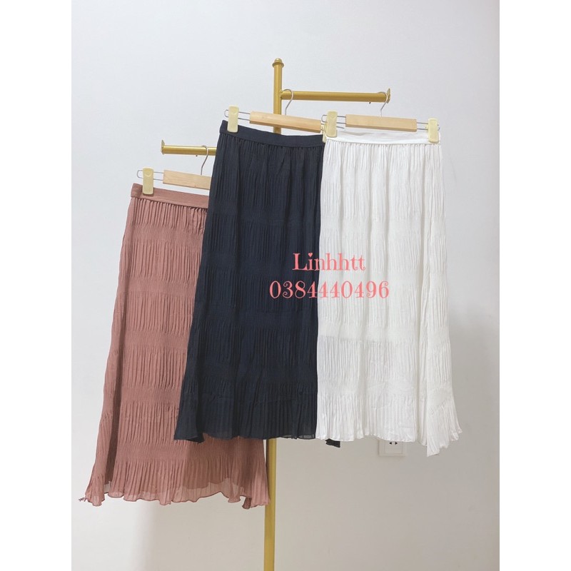 CHÂN VÁY MIDI TRƠN NHÚN  DÀI VOAN NHĂN DẬP LY XẾP LY DÁNG DÀI PHONG CÁCH HÀN QUỐC Chân váy dài 2 lớp voan mềm | BigBuy360 - bigbuy360.vn