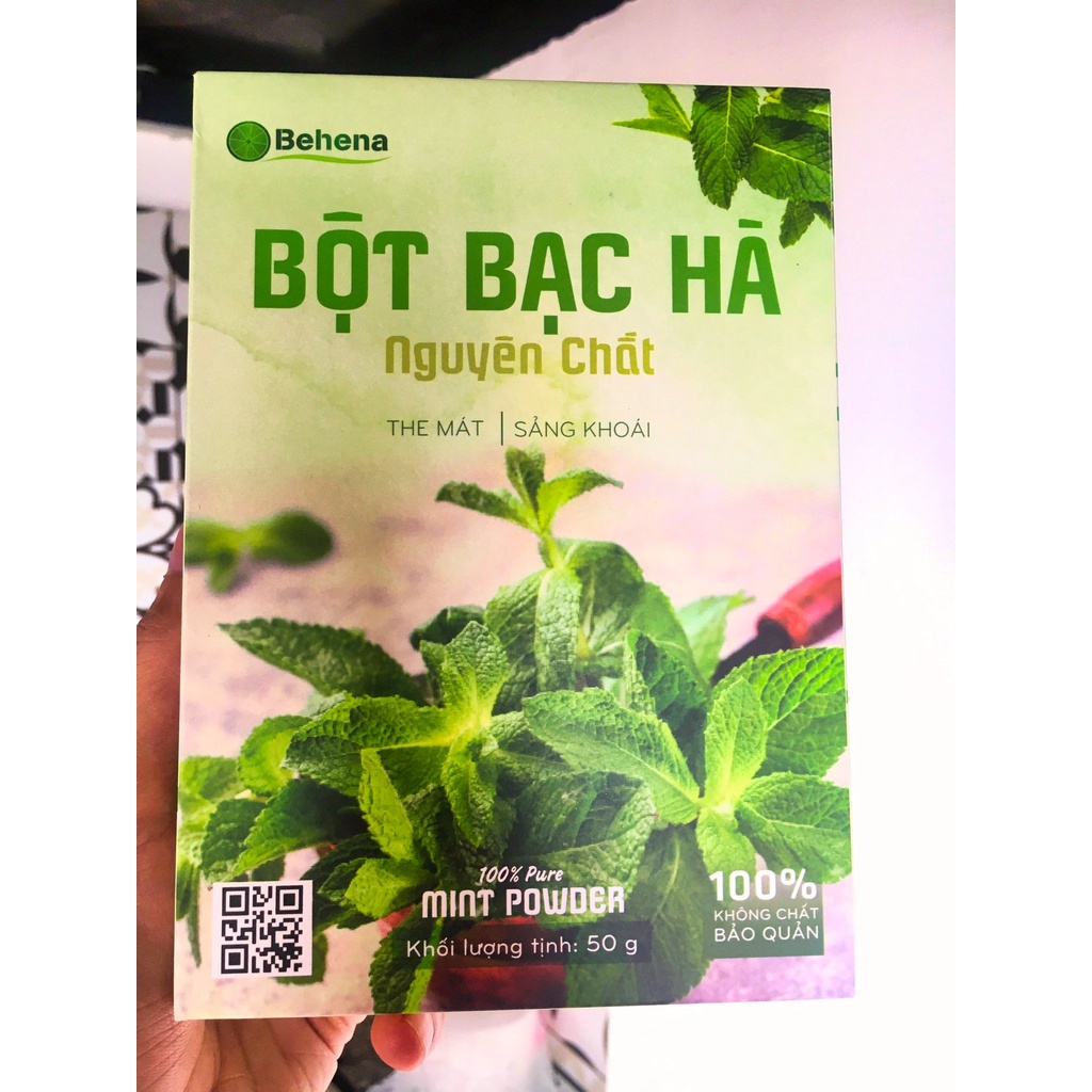 Bột bạc hà nguyên chất Behena (Hộp 50g) - Đắp mặt nạ giảm mụn, hôi miệng