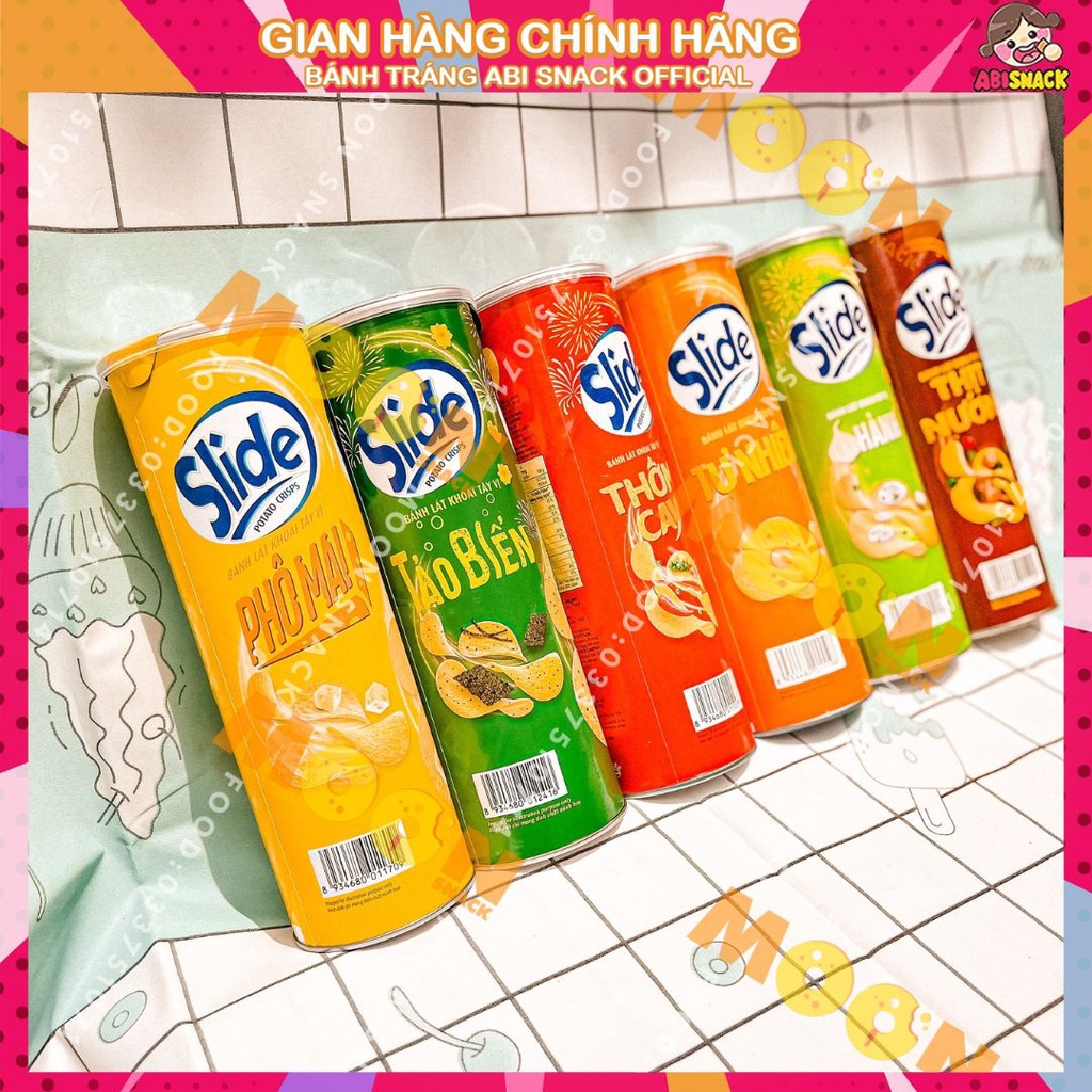 [HỘP LỚN 160g] Bánh Snack Khoai Tây Lát Slide đủ 7 vị mới phô mai/thơm cay/thịt nướng/tảo biển/ hành/tự nhiên/gà nướng