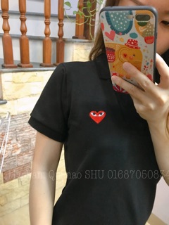 <Ảnh thật> Polo thêu tim