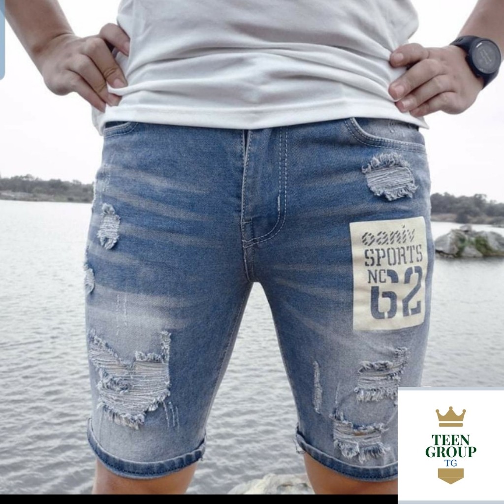Quần Short Nam SH605TG Short Jean Nam Cao Cấp Xanh Rách Họa Tiết Đùi Phong Cách TG16 Co Dãn Mẫu Hot (44-70KG) | BigBuy360 - bigbuy360.vn