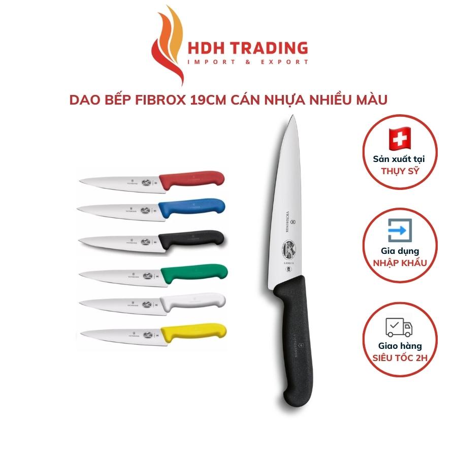 Dao bếp dao thái thịt nhập khẩu từ Thụy Sỹ Fibrox 19cm cán nhựa cao cấp TPE nhiều màu