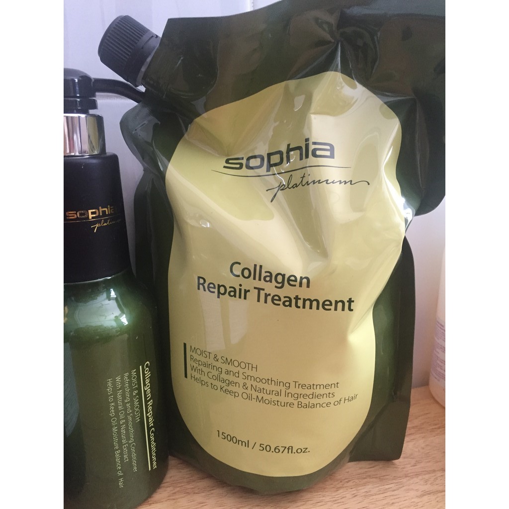 Hấp dầu phục hồi tóc nát Collagen Sophia Platfinum 1500ml