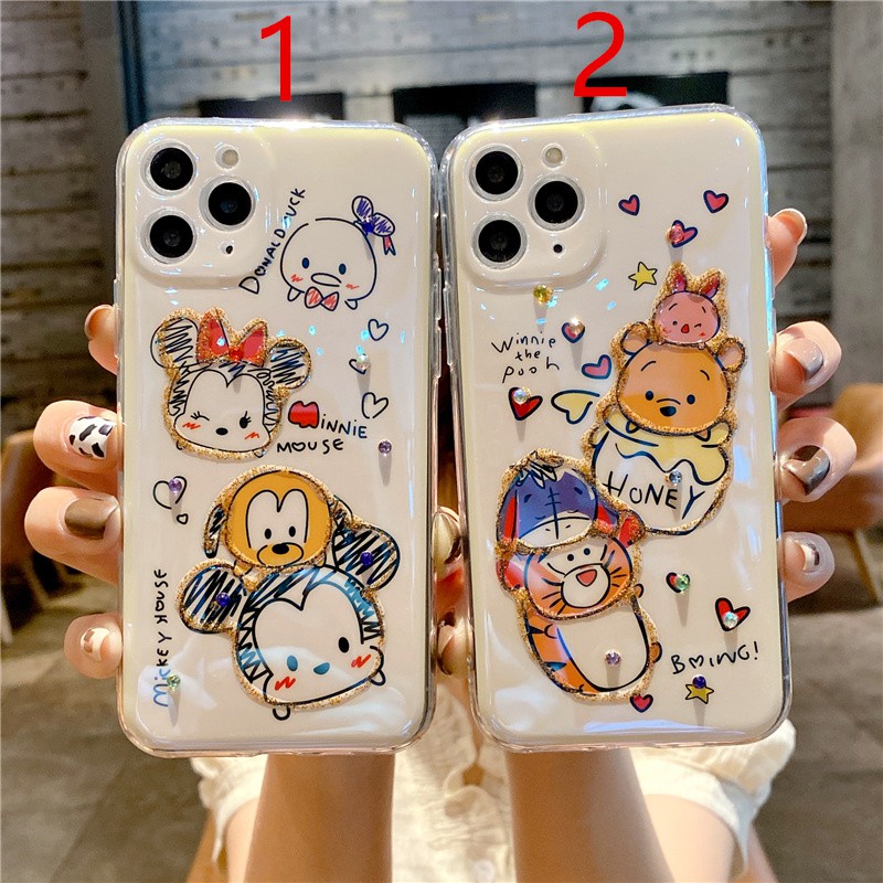 Ốp điện thoại hình Mickey Minnie đính đá cho iPhone 12 Mini 12 Pro Max 11 Pro Max Xs Max X Xr 7 8 Plus