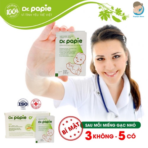 Gạc rơ lưỡi Dr Papie chính hãng, hộp 30 gói