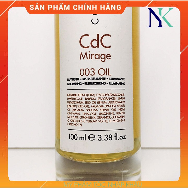 TINH DẦU PHỤC HỒI TÓC ARGAN MIRAGE OIL 003 DEL COLORE 100ML