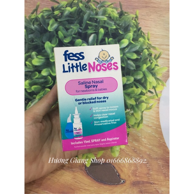 Xịt Nghẹt Mũi, Sổ Mũi Fess Little Noses cho Bé 15ml (Kèm Bóng Hút Mũi)