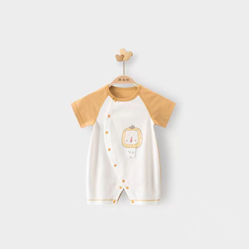 Áo Liền Quần Bằng cotton Mỏng Tay Ngắn Thời Trang Mùa Hè Cho Bé Trai 0-18 Tháng Tuổi