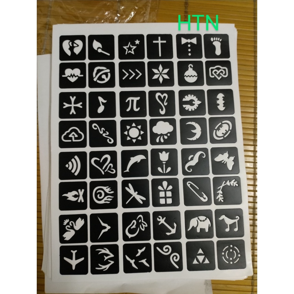 ☣️🦋🌺  KHUÔN VẼ HENNA DÙNG NHIỀU LẦN - Khuôn săm vẽ đa dạng A4☣️🦋🌺