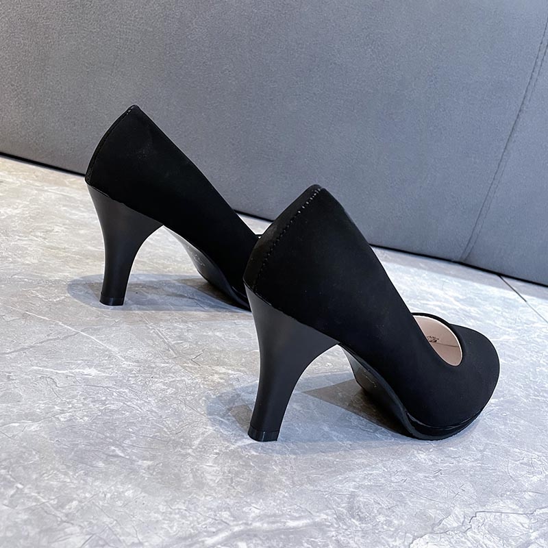 Giày Cao Gót Mũi Nhọn Chống Thấm Nước Màu Đen Thời Trang Công Sở Cho Nữ