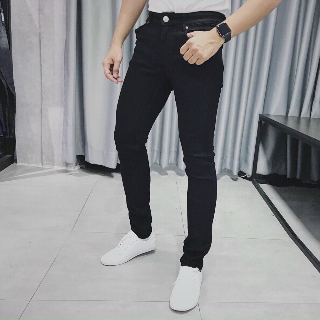 Quần jean nam xanh rách xước chất bò cao cấp co dãn 4 chiều đẹp, quần zin nam from dáng skinny YM05