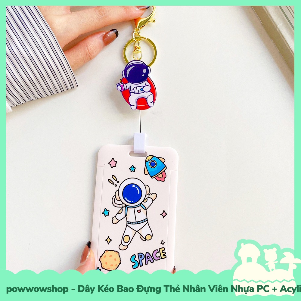 [Sẵn VN - Hỏa Tốc] Dây Kéo Bao Đựng Thẻ Nhân Viên Nhựa PC + Acrylic Phong Cách Không Gian Phi Hành Gia Astronaut