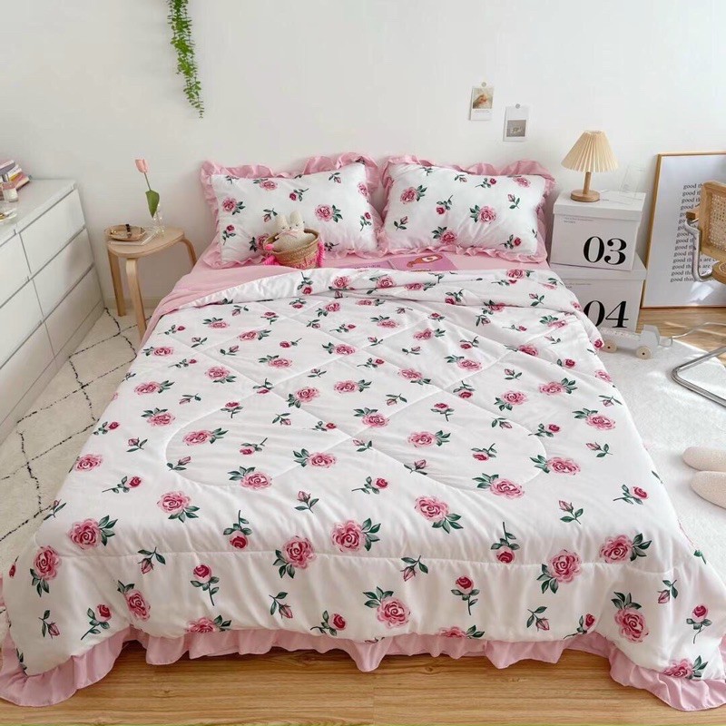 [HOT HOT] Bộ Chăn Ga Gối Cotton Đũi Bèo Chăn Chần Hè Cao Cấp Mẫu Mới 2021