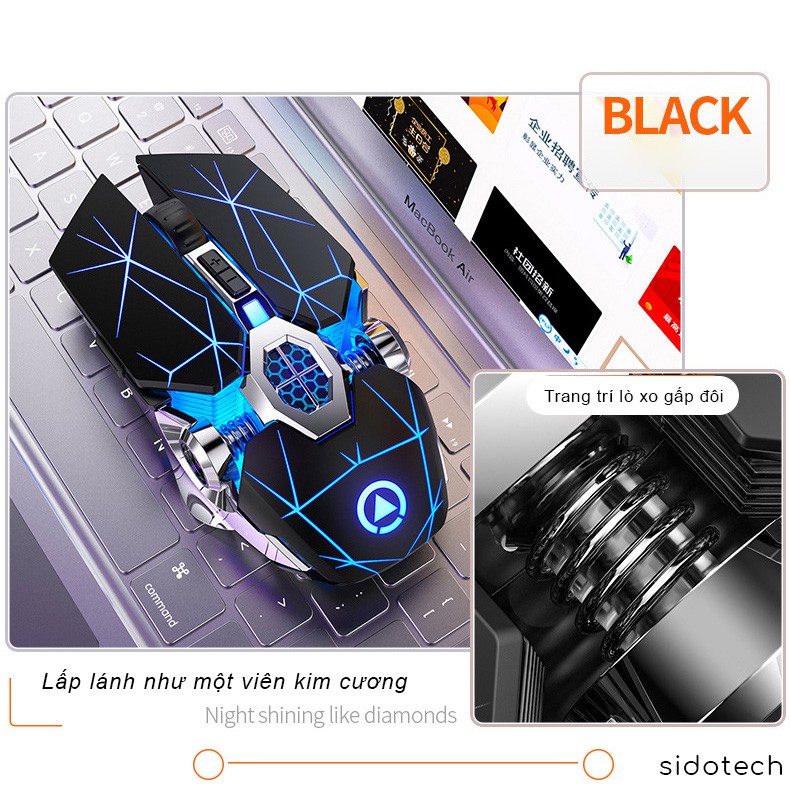 Chuột không dây gaming SIDOTECH S7A chế độ điều chỉnh độ nhạy DPI Led RGB chơi game không độ trễ cho máy tính laptop