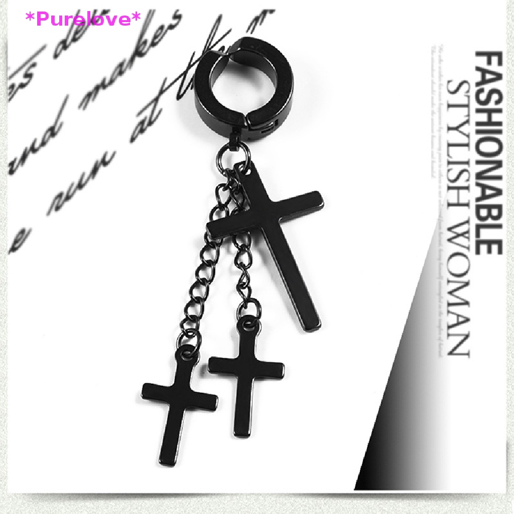 1 Khuyên Tai Tua Rua Hình Thánh Giá Bằng Thép Không Gỉ Thời Trang Mới