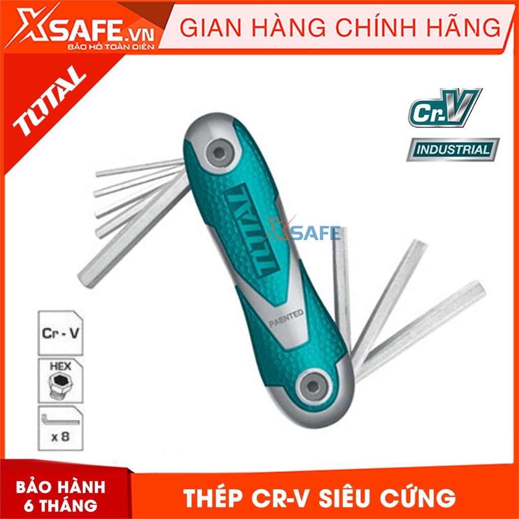 ◄♙Bộ 8 lục giác đầu bằng dạng xếp đa năng TOTAL THT1061826 2-8mm siêu cứng chống rỉ sửa chữa mở ốc vít xe máy ô tô móc