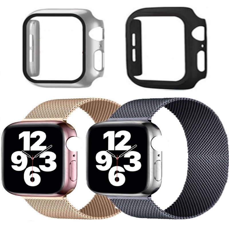 Ốp Kính Cường Lực Đồng Hồ Thông Minh Iwatch VS Dây Đeo Thép Milanese Loop SR 7/6/5/SE/4/3/2/1 Size 38-40-41-42-44-45mm