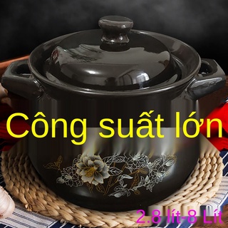 ❧♨✲Soong nồi hầm gas gia dụng chịu nhiệt cao sứ canh bếp đặc biệt đất