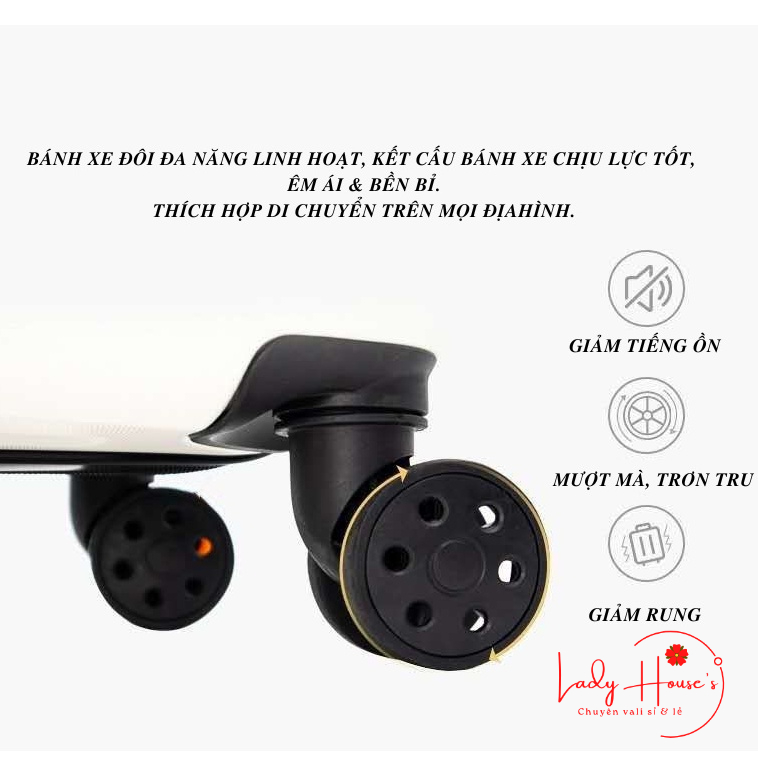 Vali Tay Kéo Du Lịch In Hình XUPAI Dễ Thương Phụ Kiện Đồng Màu Chất Liệu Nhựa PC+ABS Chống Va Đập Hàng Sẵn