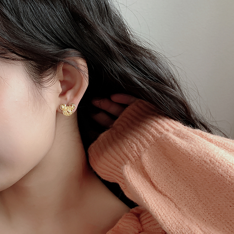 Đôi Khuyên Tai Hình Chú Chuột Đính Đá Thời Trang Cho Nữ