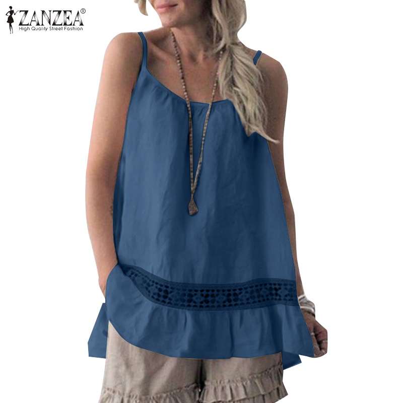 Zanzea Áo Nữ Không Tay Phối Ren Phong Cách Châu Âu Thời Trang
