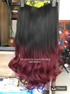 Tóc kẹp U ombre đen đỏ tía cực đẹp