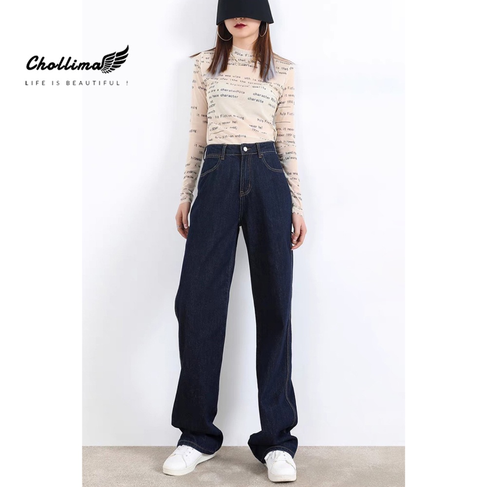 Quần jeans nữ Chollima ống rộng SIMPLE JEAN Unisex vải jean cao cấp chất đẹp QD049