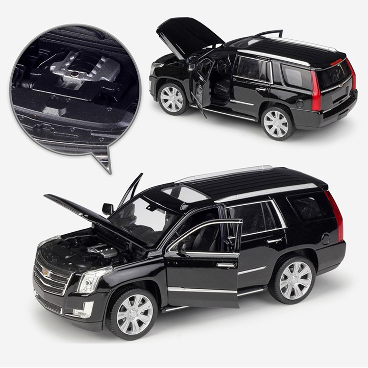 Mô hình xe ô tô Cadillac Escalade 1:24 Welly bằng kim loại mở được 2 cửa xe và nắp máy quà tặng đồ chơi trẻ em