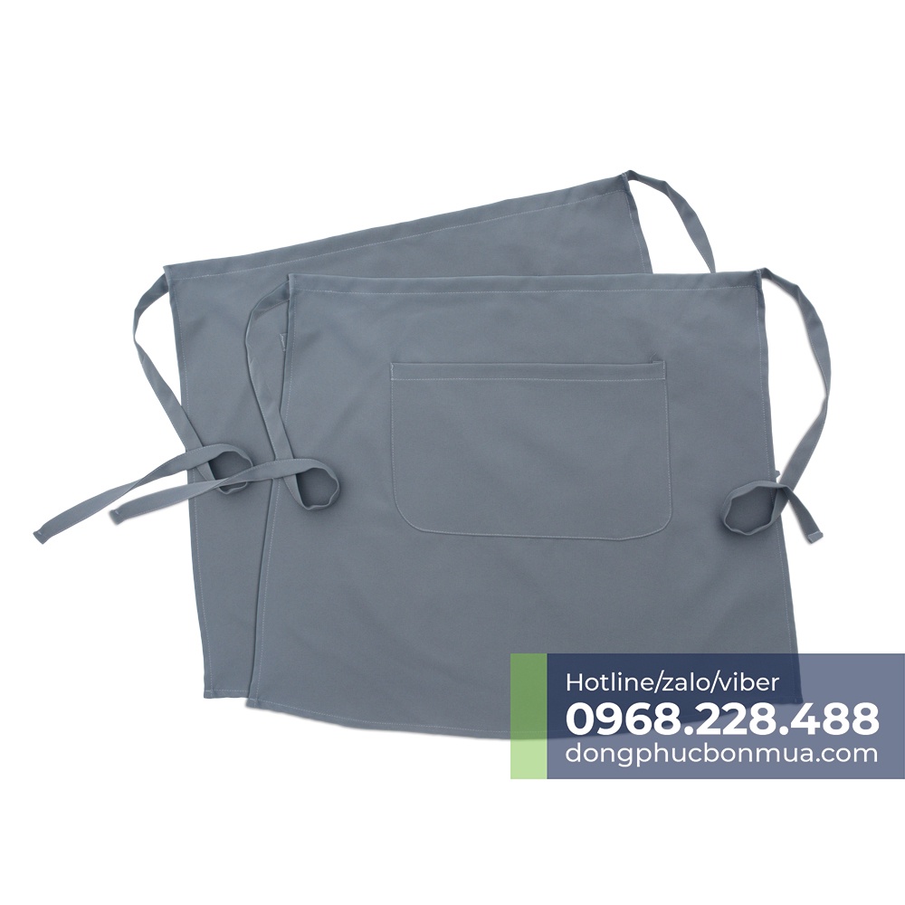 [Combo 2] Tạp dề phục vụ màu xám thiết kế hong cách đơn giản, túi trước tiện dụng chất vải kaki Hàn bền đẹp, chắc chắn