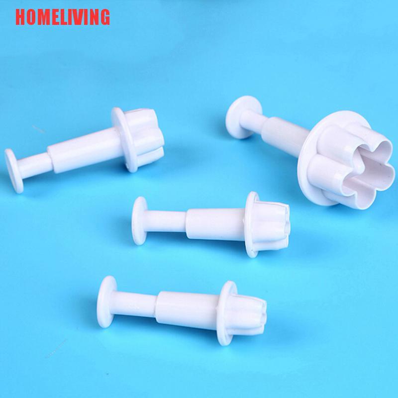 Bộ 4 Khuôn Cắt Bánh Quy Hình Bông Hoa 3D Tiện Dụng Cho Nhà Bếp DIY