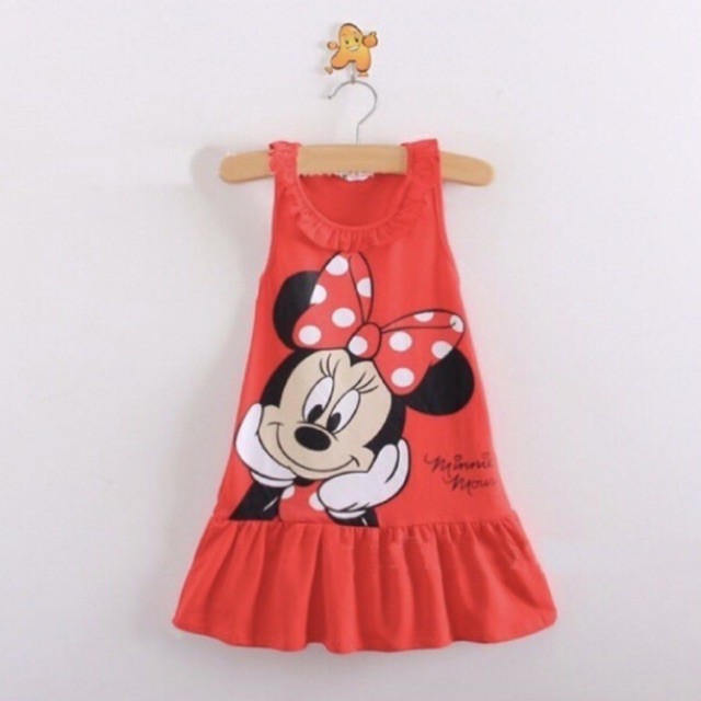 Váy Cotton: Kiểu Sát Nách vs Họa Tiết Mickey Mặc Hàng Ngày... Cho Bé Từ 0-4T.