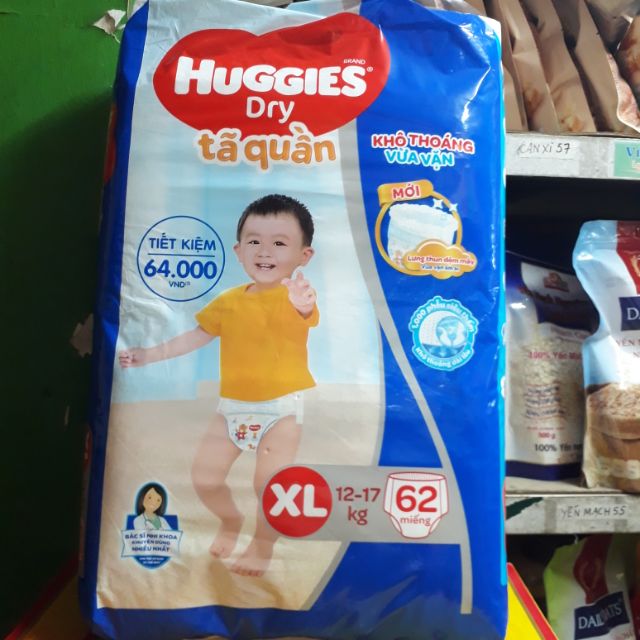 BỈM TÃ QUẦN HUGGIES SIZE XL 62 MIẾNG