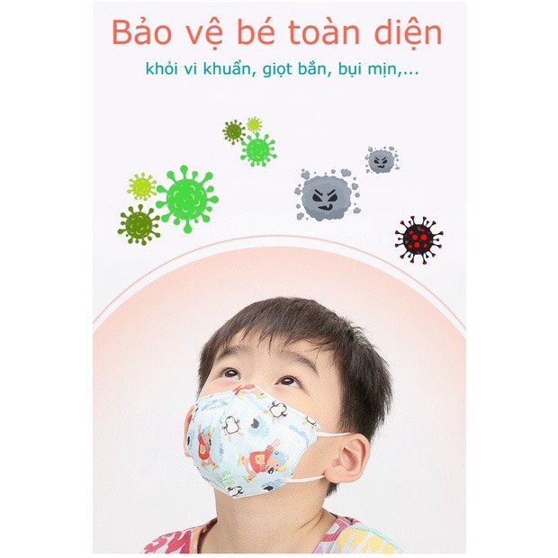 Set khẩu trang KN95 kids 5 lớp bảo vệ bé khỏi vi khuẩn giọt bắn và bụi mịn