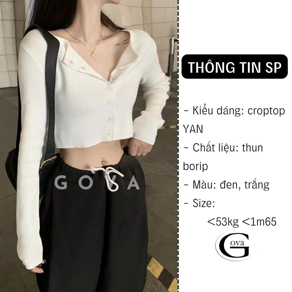 Áo Croptop Yan phối cúc Hot Trend Áo kiểu nữ ôm chất thun Cao Cấp gân mềm mát