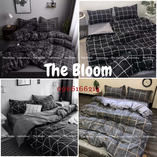 Tổng hợp set chăn ga gối poly màu tối, xám (Nhắn tin chọn mẫu)