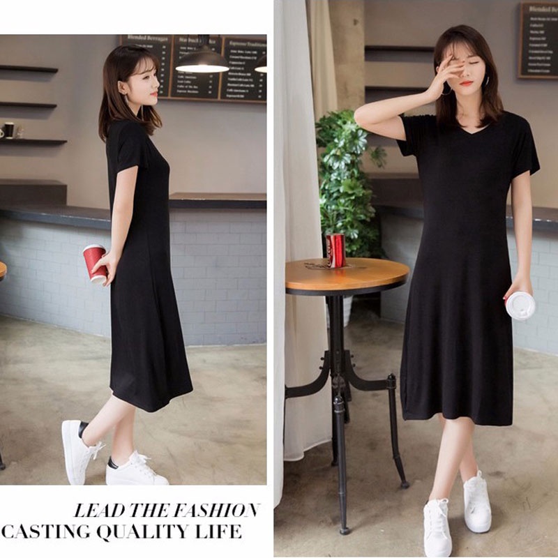 [Hình thật] Đầm thun dáng suông duyên dáng DA-102i