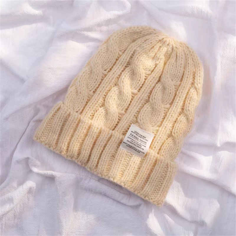 Mũ len nữ Hàn Quốc dệt kim dày dặn ấm áp cho mùa đông nón Beanie nhiều màu - L16
