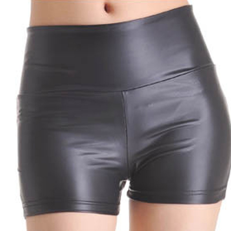 Quần short giả da lưng cao kiểu dáng thời trang cho nữ