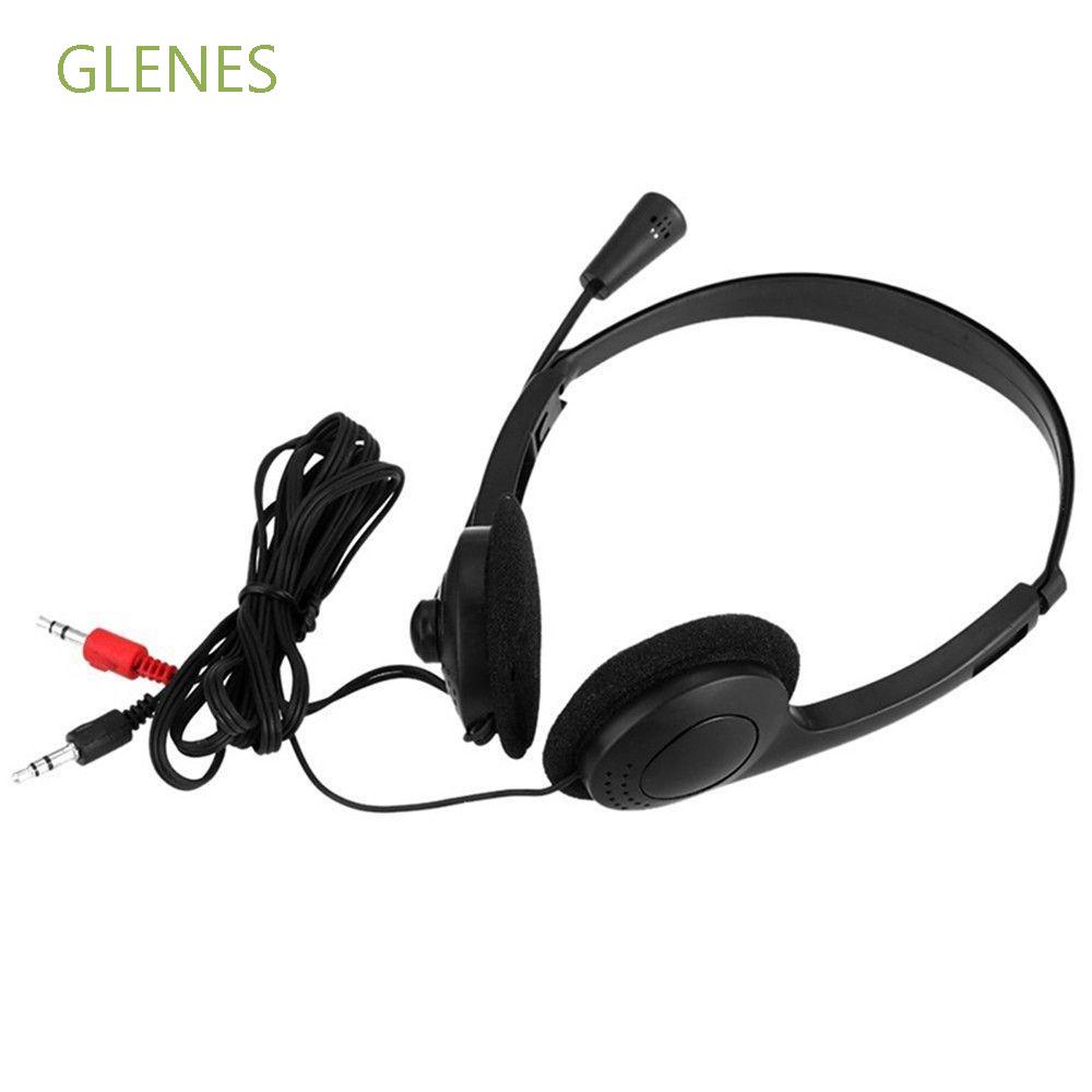 GLENES Super Bass Headphones for Computer Laptop Wired Headset Adjustable Headband with Microphone 3.5mm Noise Cancelling Earphone Stereo/Multicolor