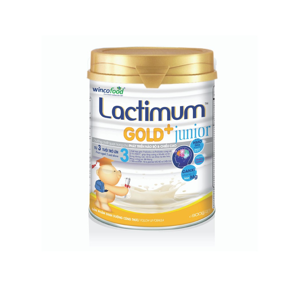 Sữa bột Wincofood Lactimum GOLD+ junior Lon 900g: dành cho trẻ từ 3 tuổi tuổi trở lên)