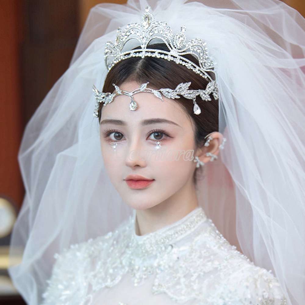 Vương Miện Hợp Kim Đính Đá Xinh Xắn Thời Trang Cho Cô Dâu