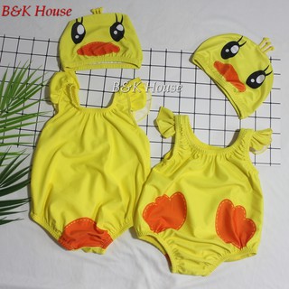 Đồ bơi bé gái hình vịt dễ thương + nón