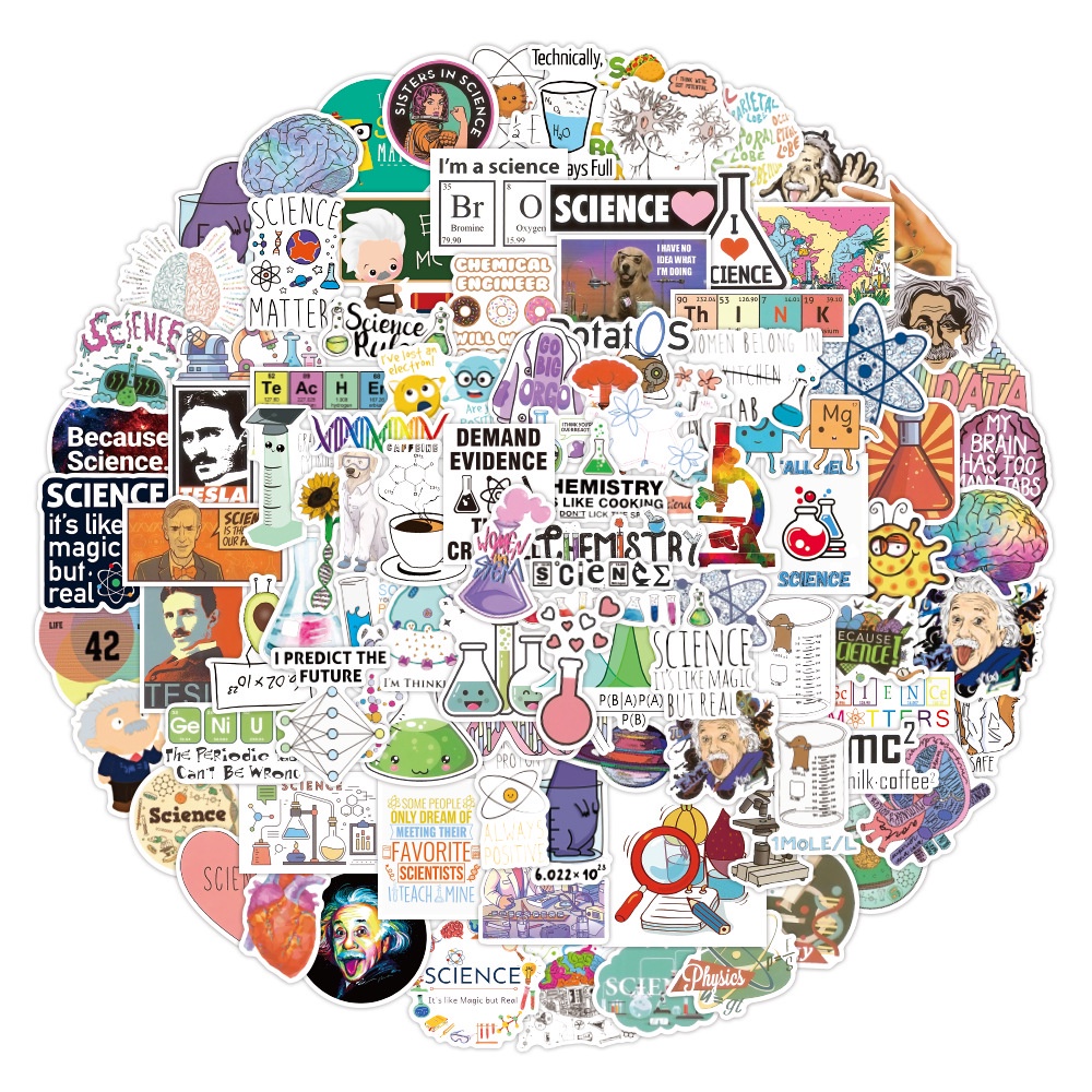 Set 100/50/25/10 miếng dán trang trí vật lý khoa học chuyên dụng