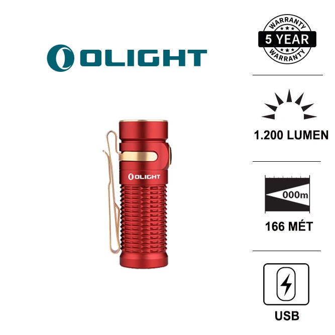 Đèn pin siêu sáng nhỏ gọn OLIGHT BATON 3 sáng 1200lm chiếu xa 166m pin 16340 sạc nam châm đuôi Đèn &amp; Đèn pin