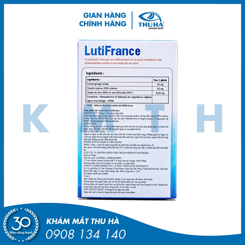Viên uống bổ Mắt LutinFrance  - Pháp - Chính hãng