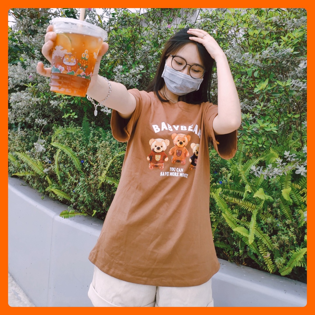 Áo phông unisex tay lửng Gấu Baby Bear đẹp hàng chuẩn Quảng Châu 3158 cao cấp thời trang nam nữ giá rẻ
